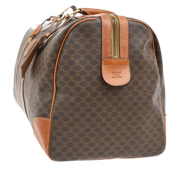 CELINE Logo Macadam Pattern Travel Hand Bag PVC Leather Brown GHW Italy - Picture 2 of 14